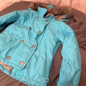 KARBON Blue Winter Jacket Faux Fur Trim Waterproof